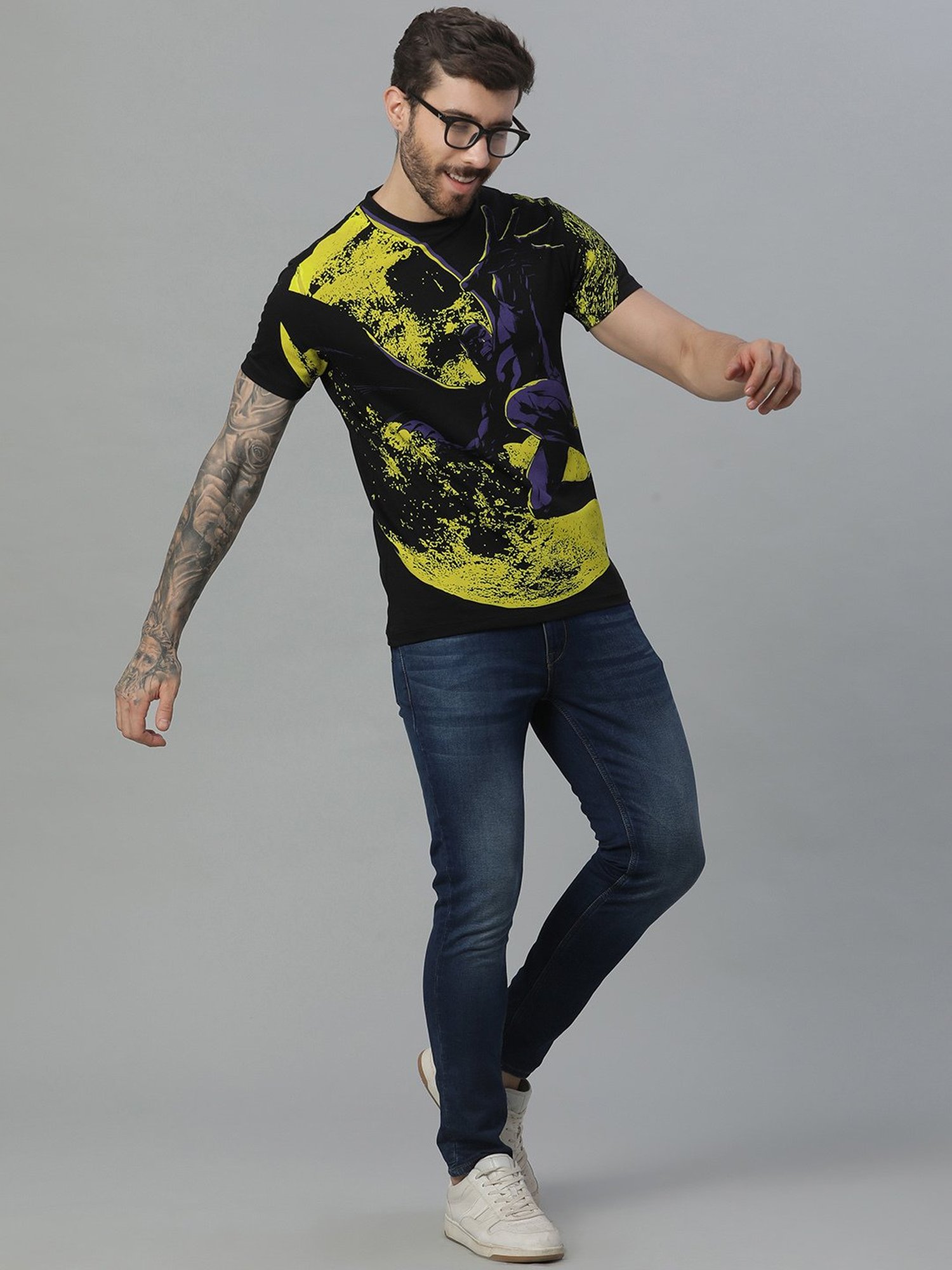 Free Authority Black Regular Fit Printed T-Shirt