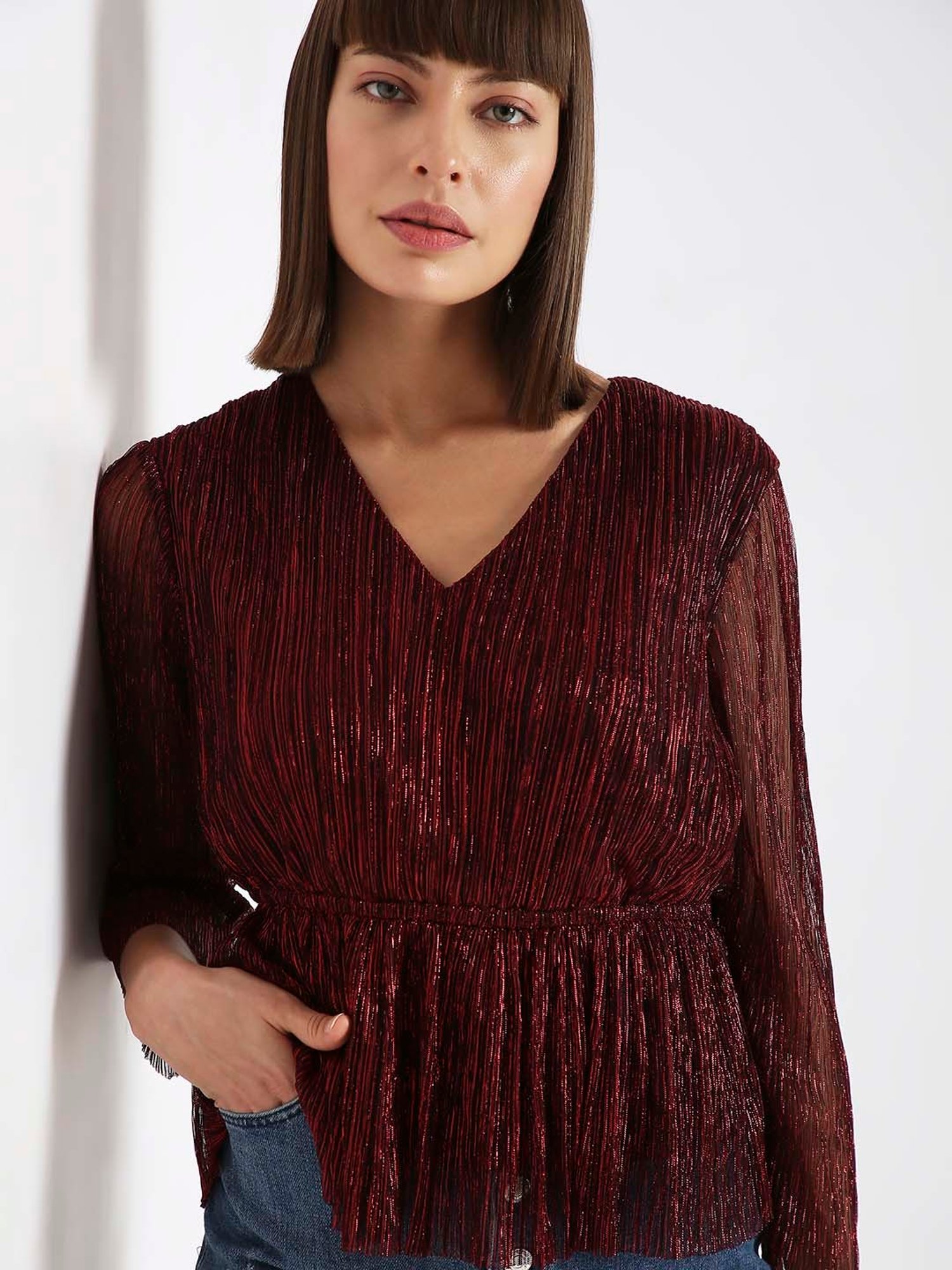 Vero Moda Maroon Regular Fit Top