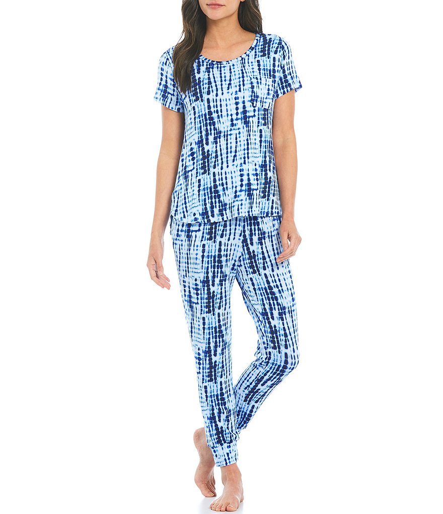 iRelax Printed Terry Knit Round Neck Short Sleeve Pajama Top