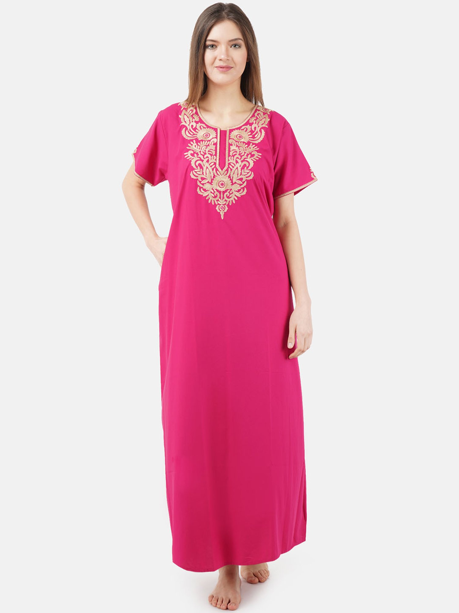 KOI SLEEPWEAR Dark Pink Embroidered Nighty