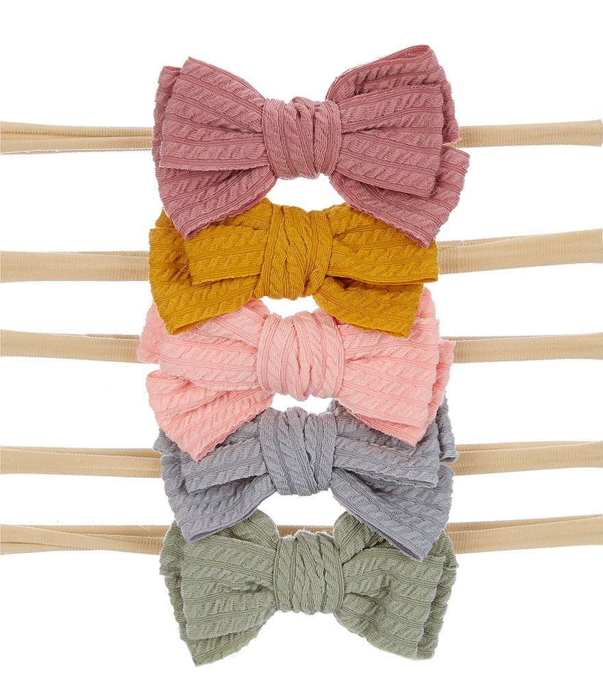 Starting Out Baby Girls Textured Bow 5-Pack Headwraps