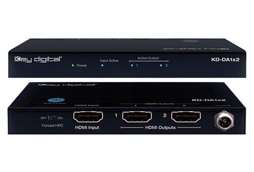 Key Digital KD-DA1x2 1 Input to 2 Outputs HDMI Distribution Amplifier, supports Ultra HD/4K & HDCP 2.2