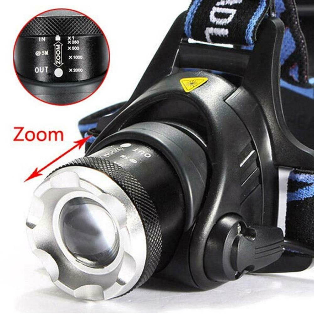 10PCS 6000LM LED Zoomable Headlight Head Lamp Light Rechargeable Battery