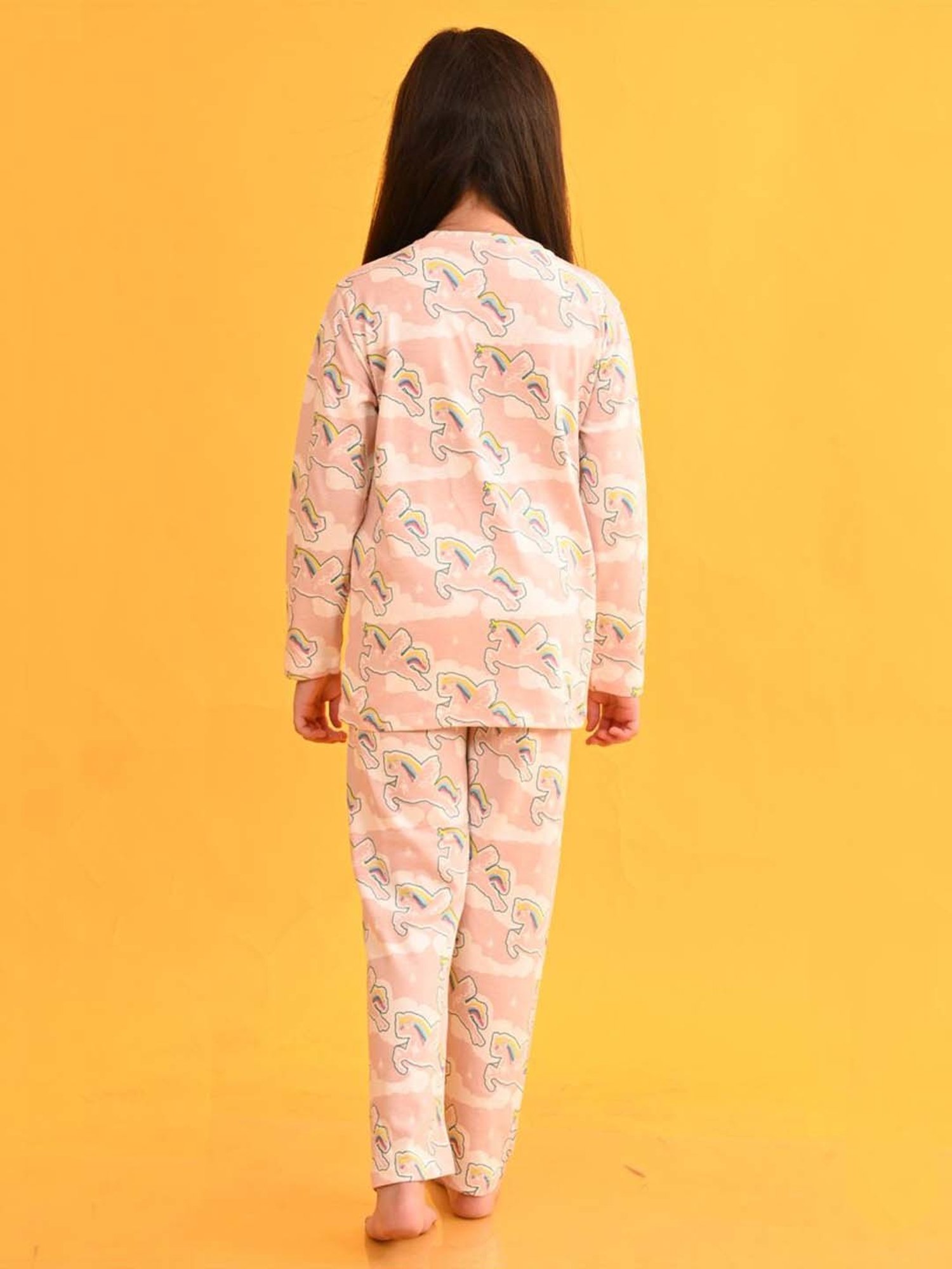 Anthrilo Kids Pink Cotton Printed Full Sleeves T-Shirt & Trouser