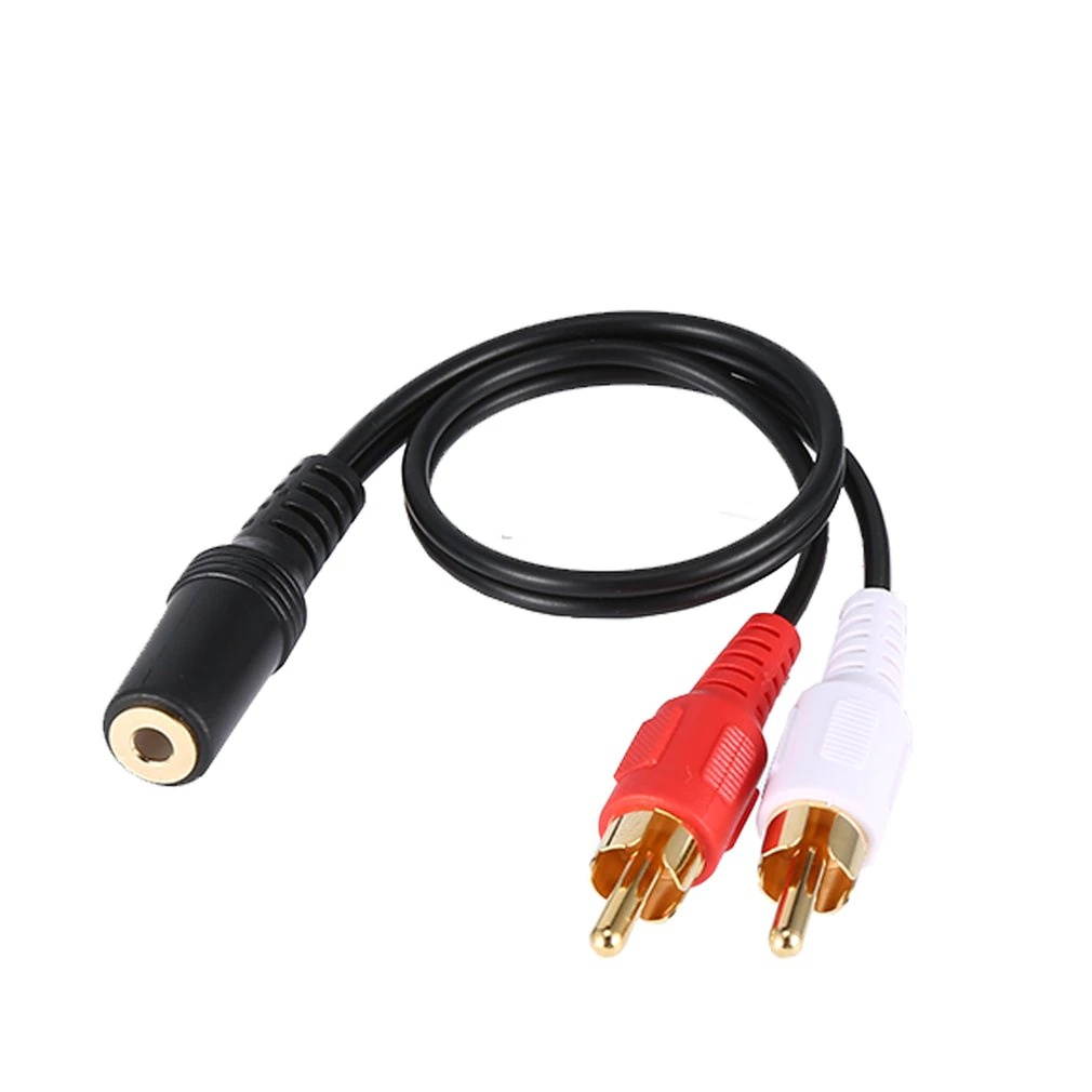 Universal 3.5mm Stereo Audio Female Jack to 2 RCA Male Socket to Headphone 3.5 Y Adapter Cable 25cm Bundle 1 Polybag Multimedia