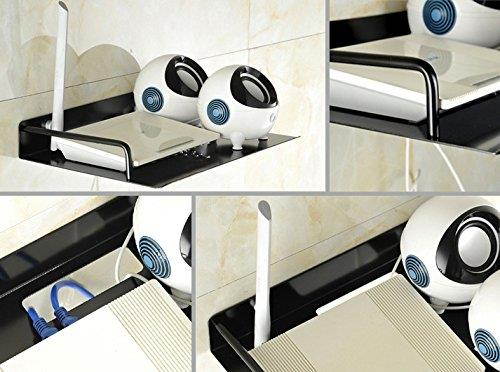 Black Menba Alumimum Alloy Wall Mount Shelf Bracket For TV Accessories WiFi Router TV Box Set Top Box (Black, 26 x 21 cm)