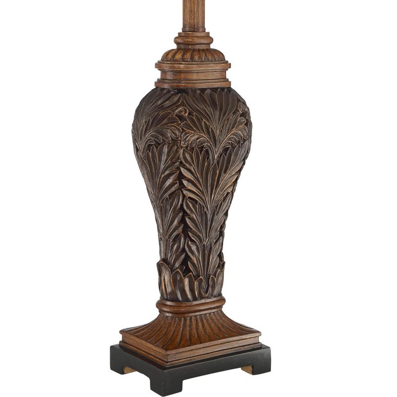 Barnes and Ivy Traditional Table Lamps Set of 2 Leafwork Bronze Vase Light Tan Cut Corner Rectangular Shade Living Room Bedroom