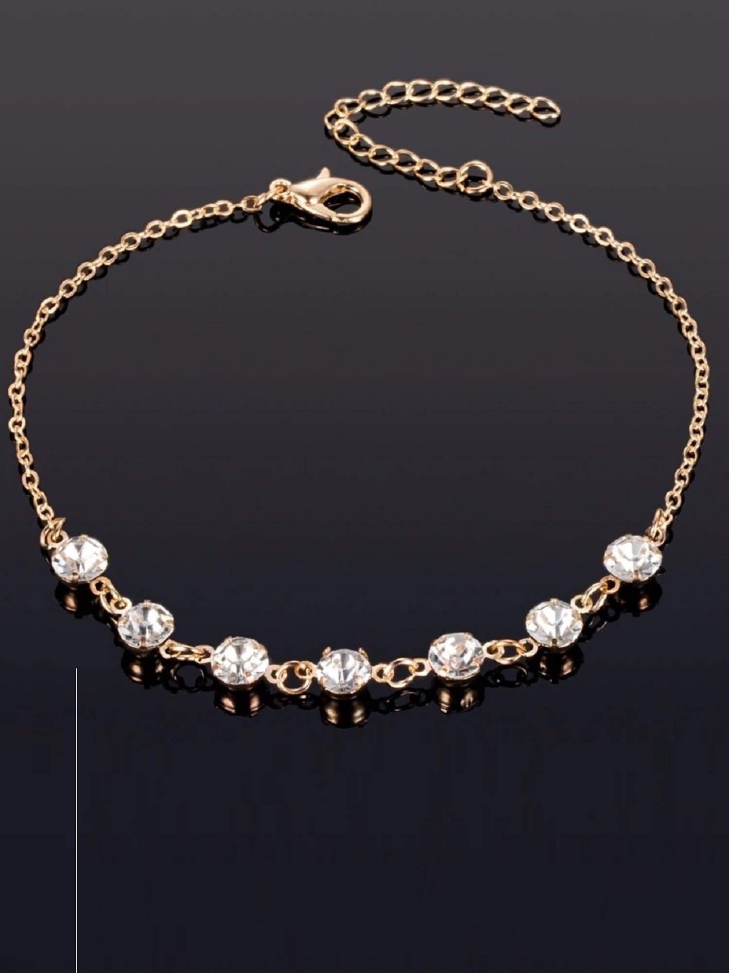 OOMPH Gold-Tone Crystal Delicate Fashion Stylish Latest Anklet for Women