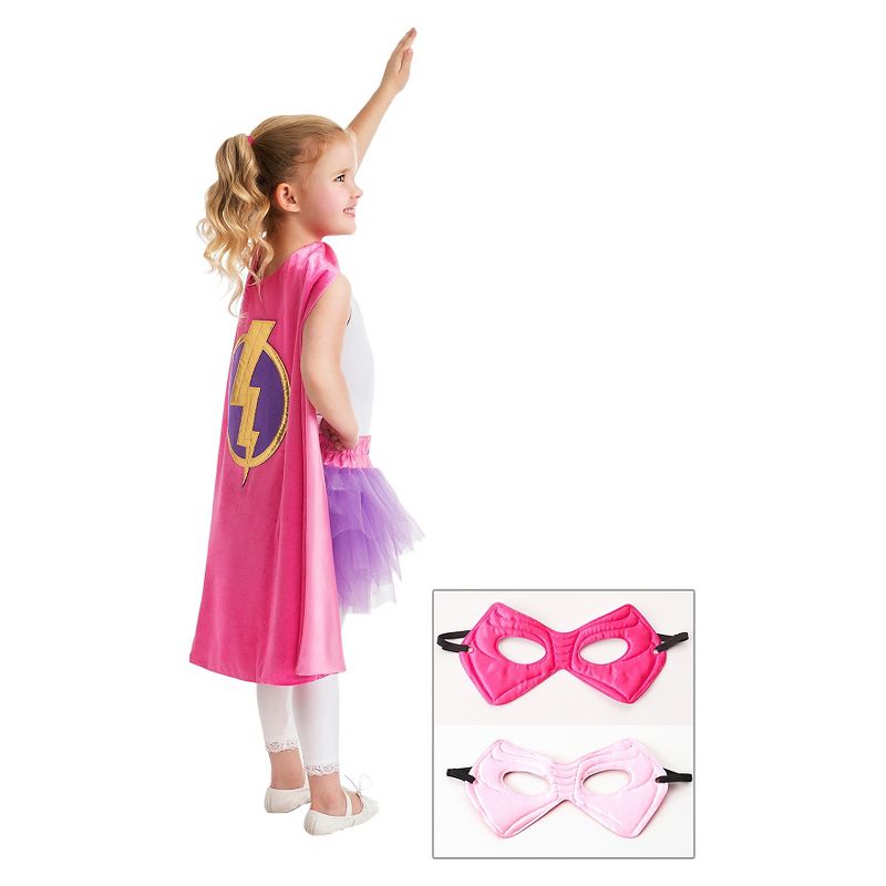 Little Adventures Girls' Hero Cape with Power Mask- Hot Pink/Pale Pink