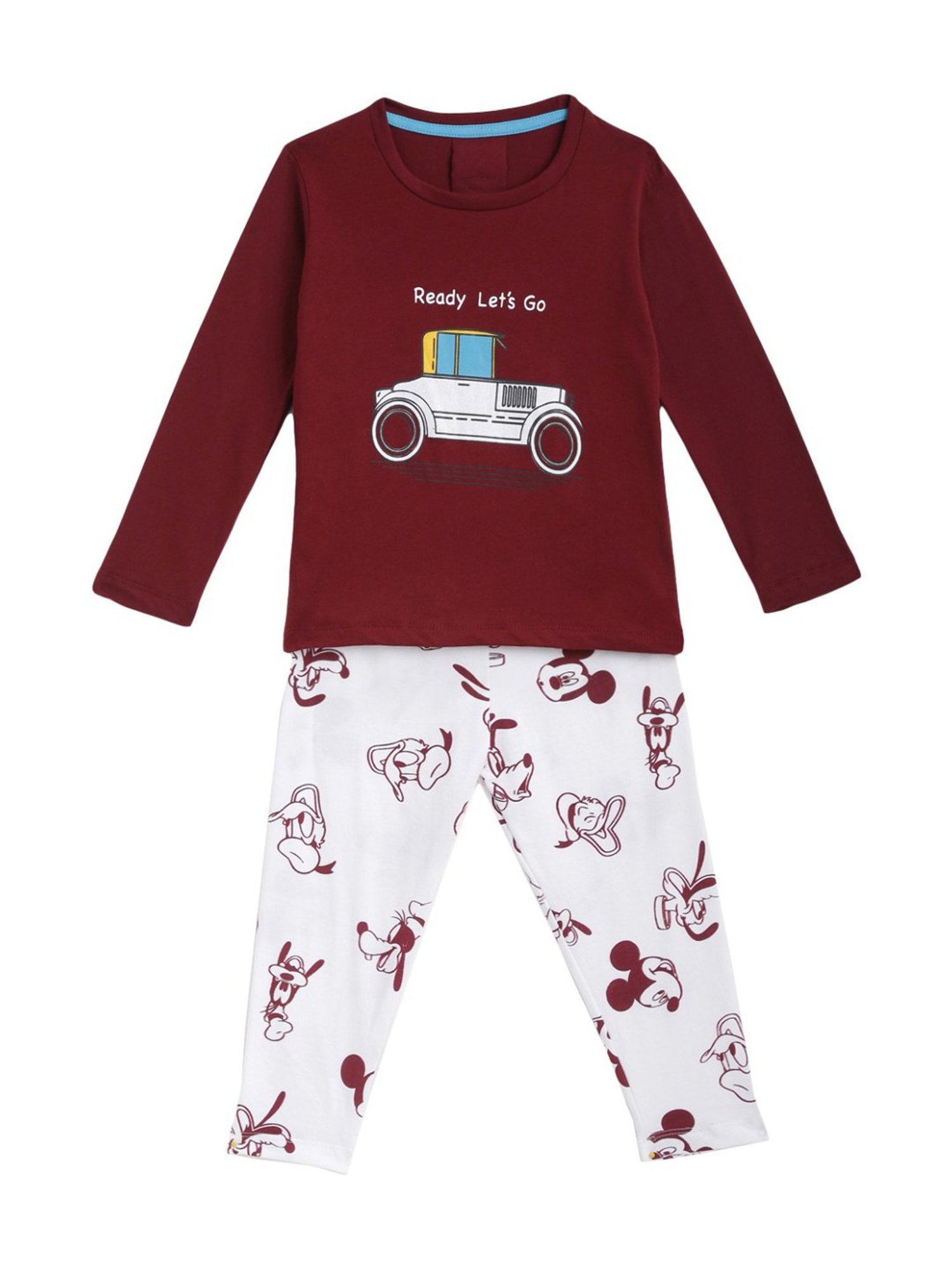 Kids Craft Maroon Cotton Printed T-Shirt & Pants