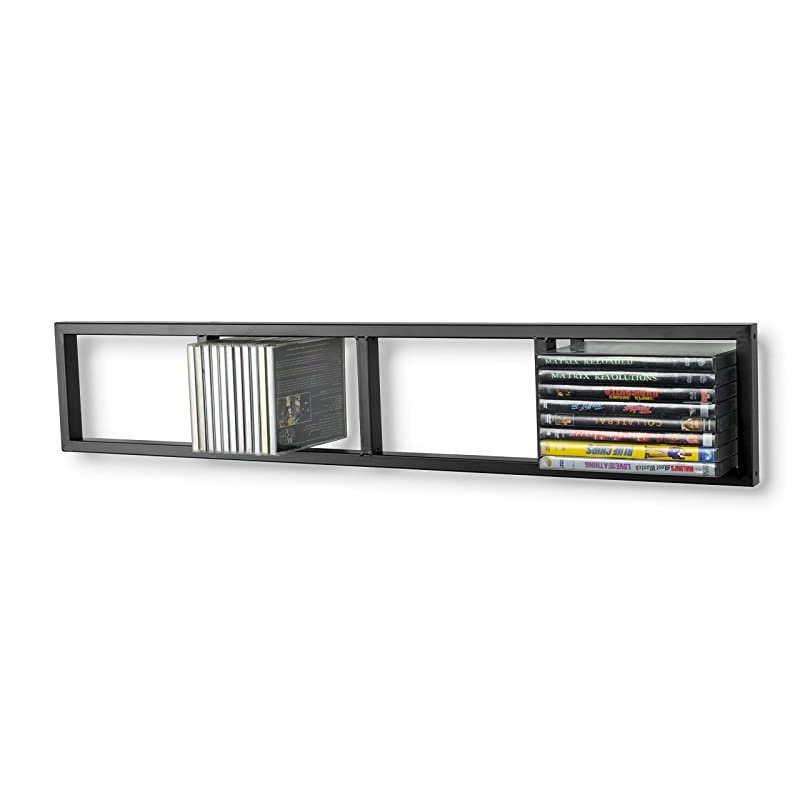 Modern Wall Mount Cd DVD Media Rack Storage Metal Shelf Organizer Black