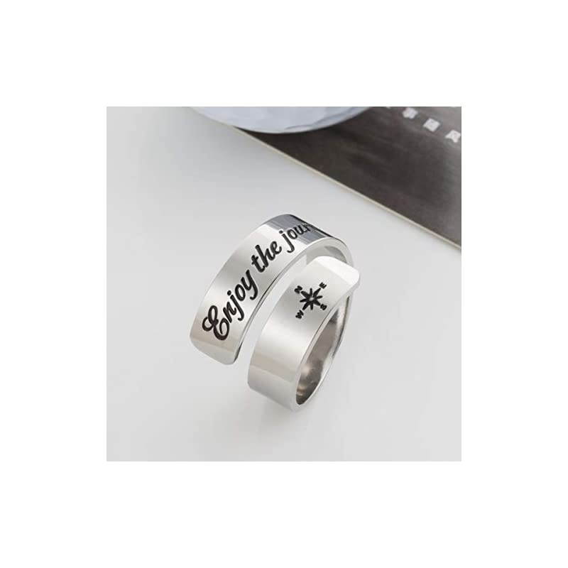 Inspirational Motivational Ring Adjustable Personalized Stainless Steel Spiral Wrap Twist Ring Encouragement Personalized Jewelry Birthday Gifts for Girls