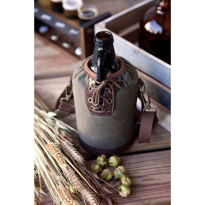 Legacy by Picnic Time Growler Tote with 64 oz. Glass Growler - Khaki Green