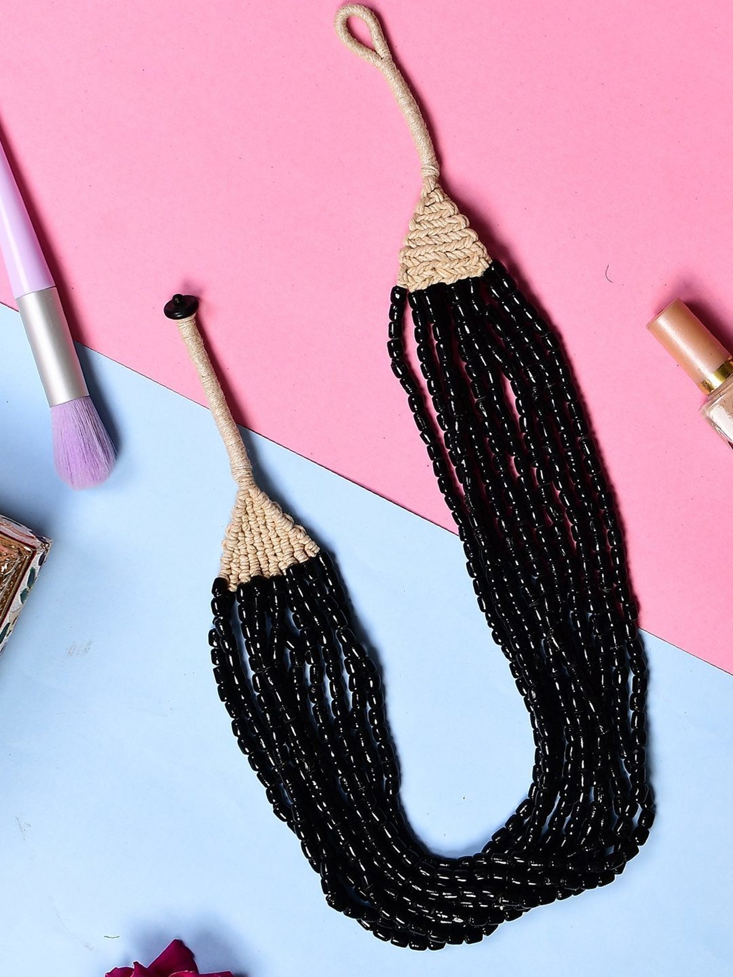 Imli Street Black Vintage Beaded Tribal Necklace