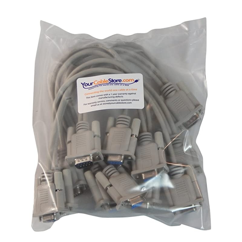 Store 1 Foot DB9 9 Pin Serial Port Y Cable 1 Male / 2 Female RS232 5 Pack
