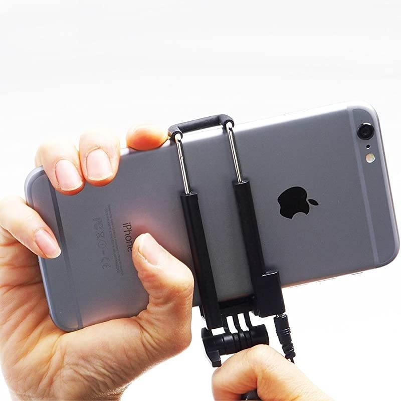 Wired Selfie Stick Mini BatteryFree Non Bluetooth Extendable Handheld Lightweight Compatible with iPhone Android Smartphones Black