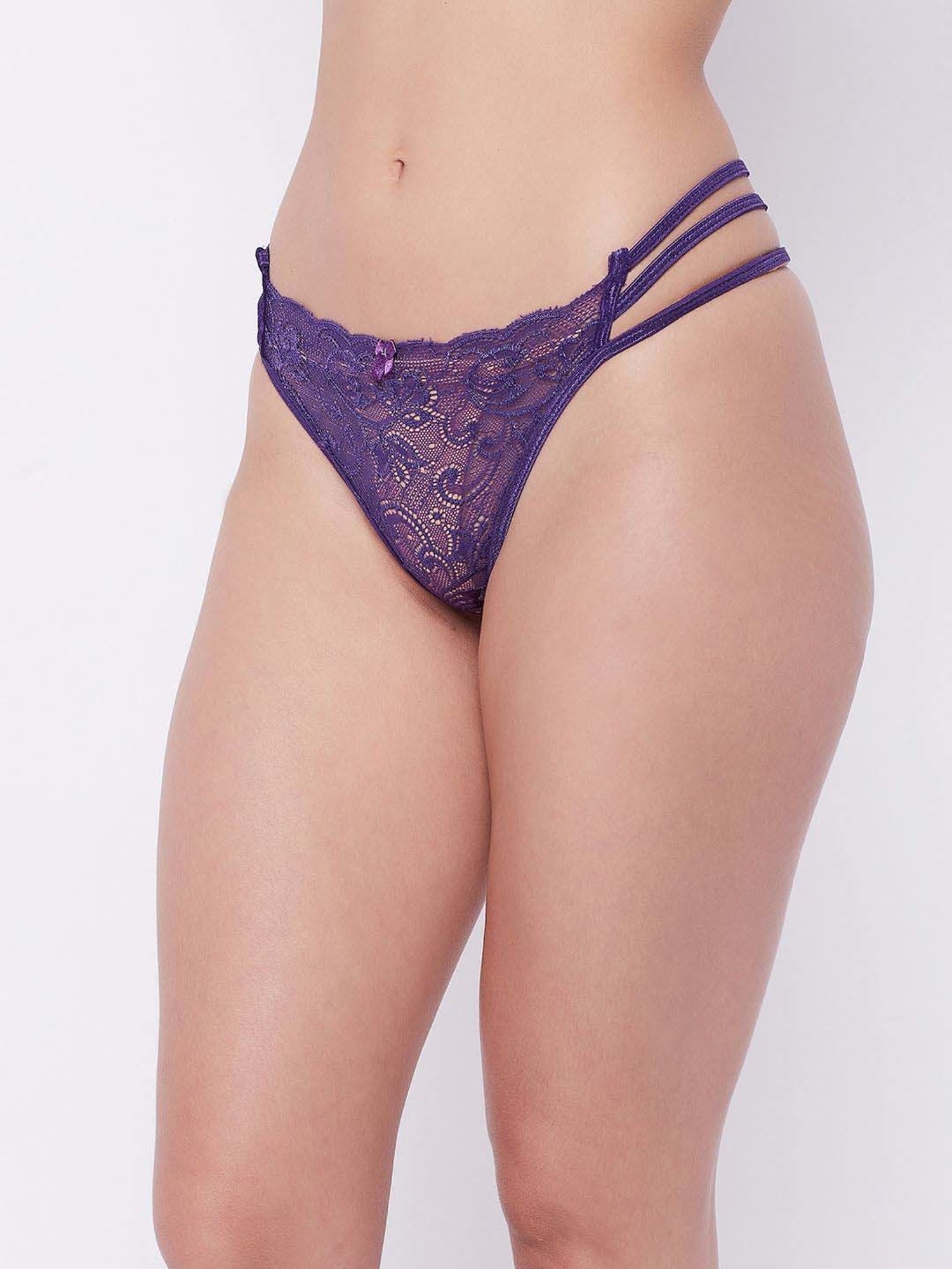 Secrets By ZeroKaata Red & Purple Lace Work Bikini Panty - Pack Of 3