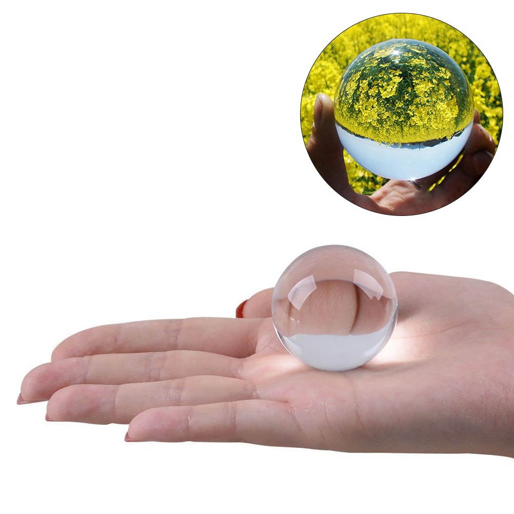 3cm Crystal Ball Photography Prop Meditation Ball Juggling Glass Sphere Display (Transparent White)