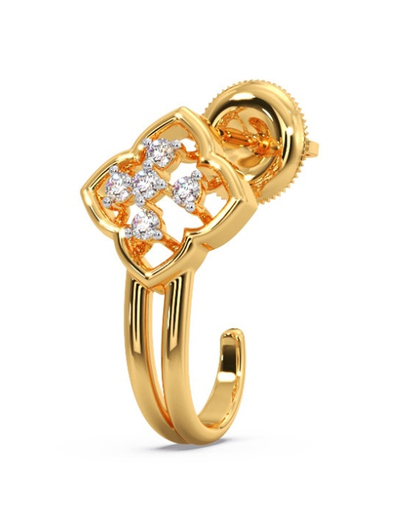 Candere by Kalyan Jewellers Peacock Collection 18k Yellow Gold Diamond Hoop Earrings for Women