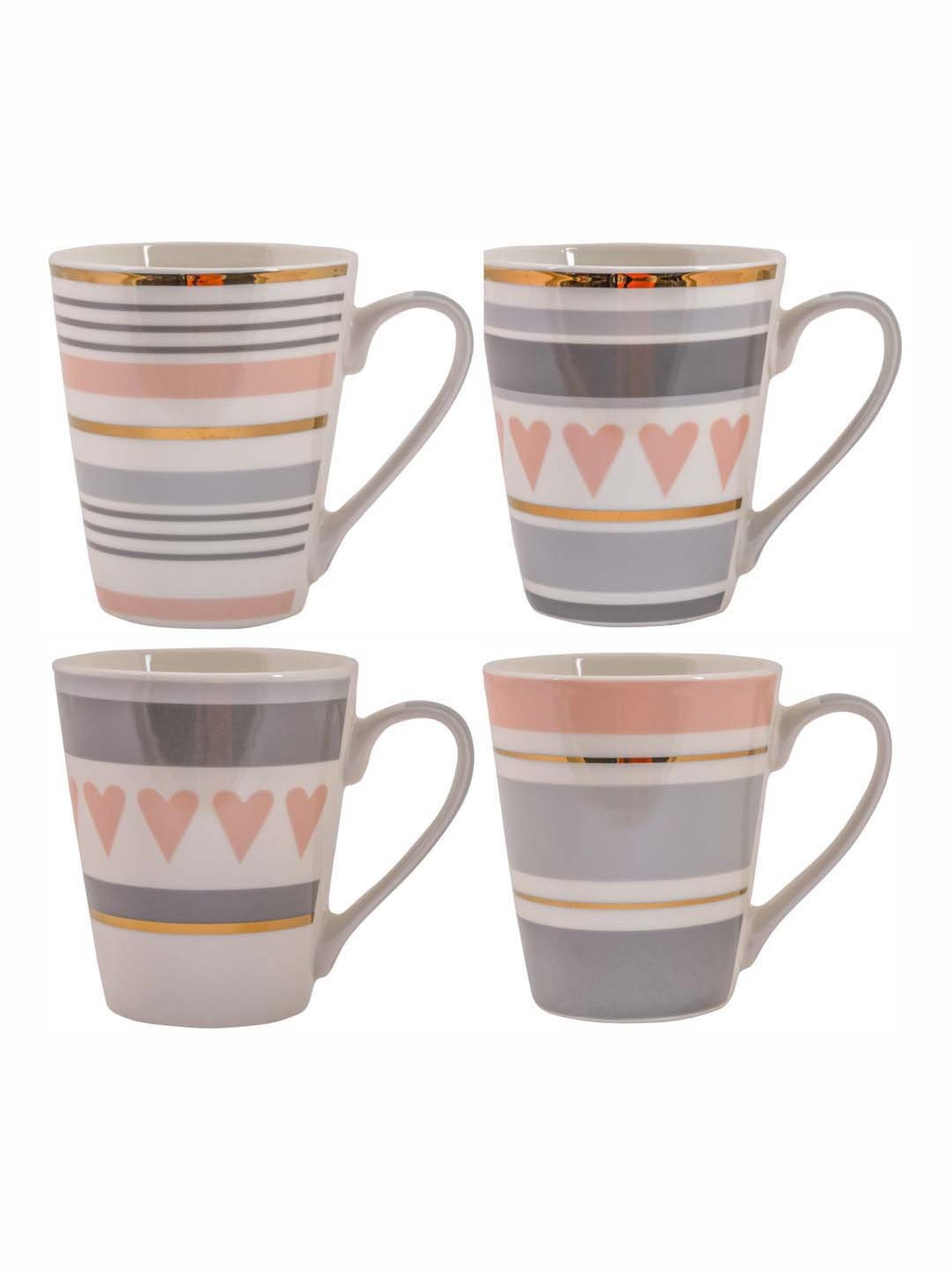 White Gold Multicolor Porcelain 8 cm Mug - Set of 4