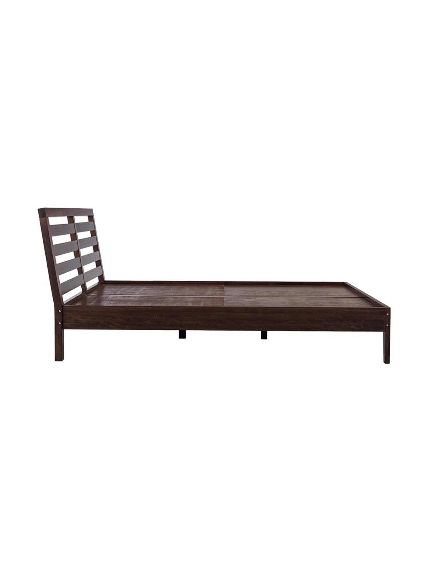 Pure Fern Solid Wood King Size Bed in Walnut Brown Matte Finish