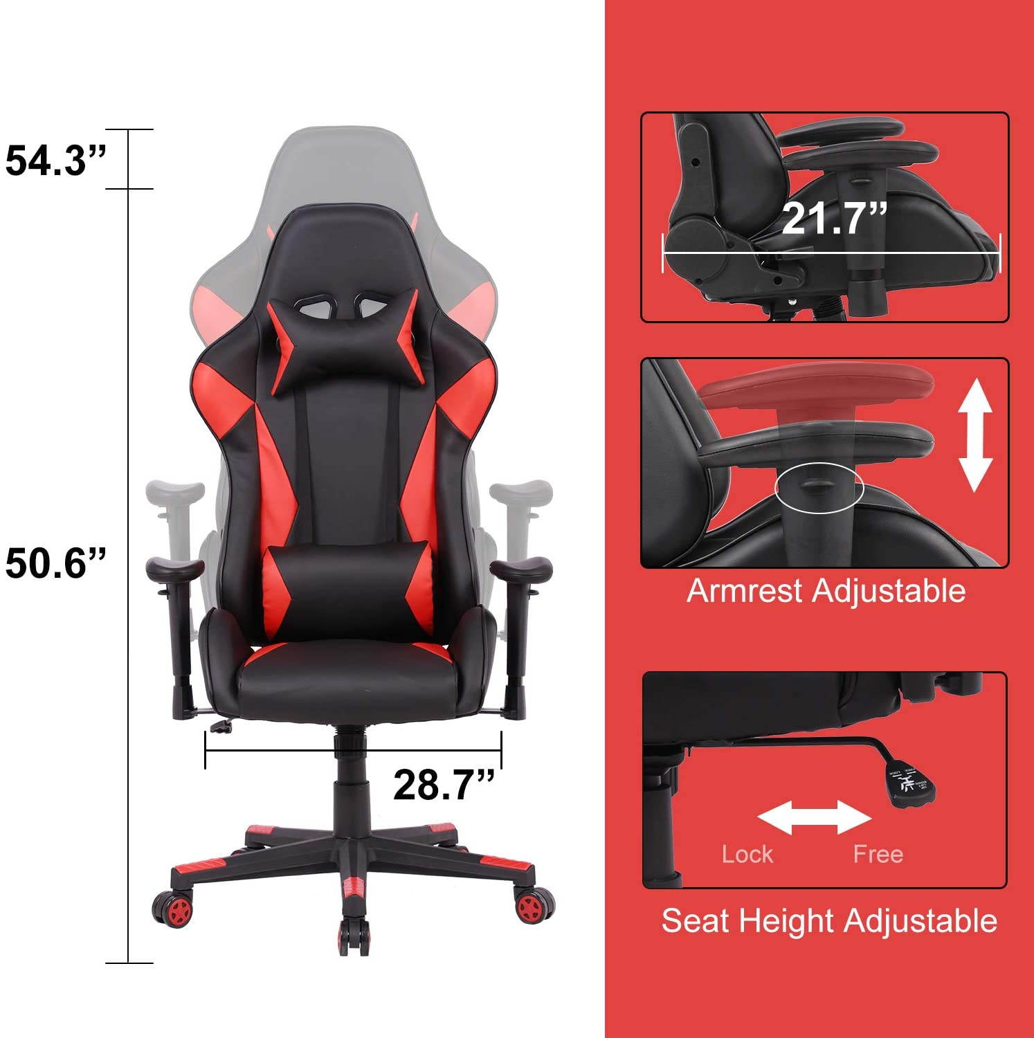 Gaming Chair Racing Video Game Chairs High Back Ergonomic Office Computer Desk Chair with Headrest