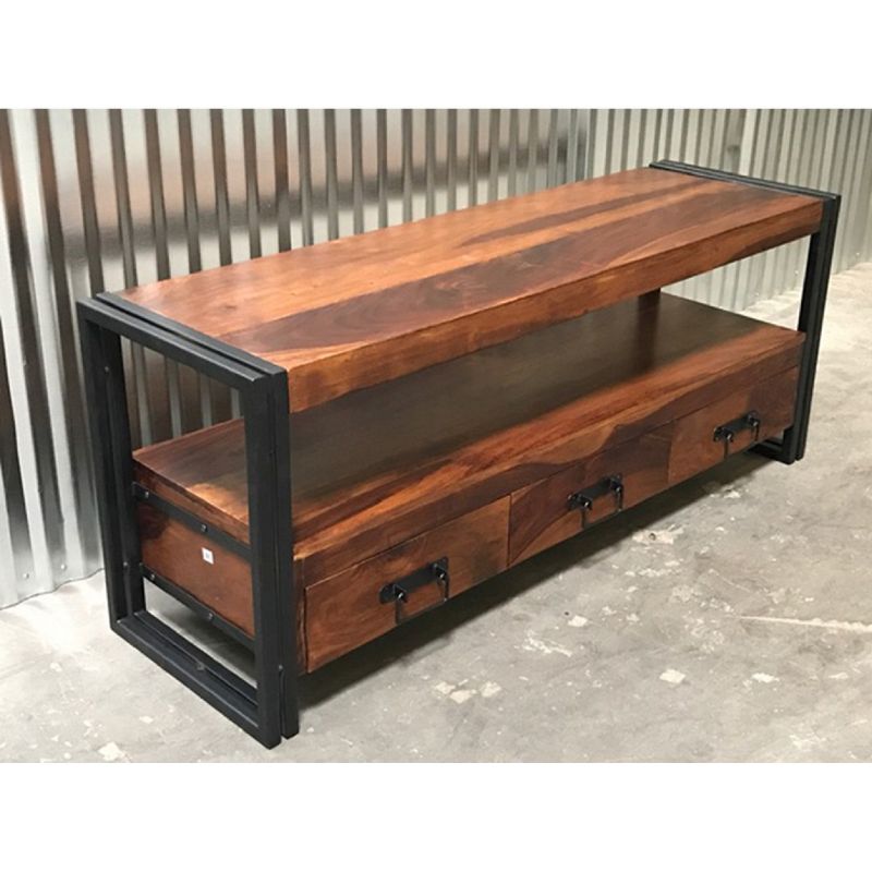 Sheesham Wood 3 Drawer TVC Natural - Timbergirl