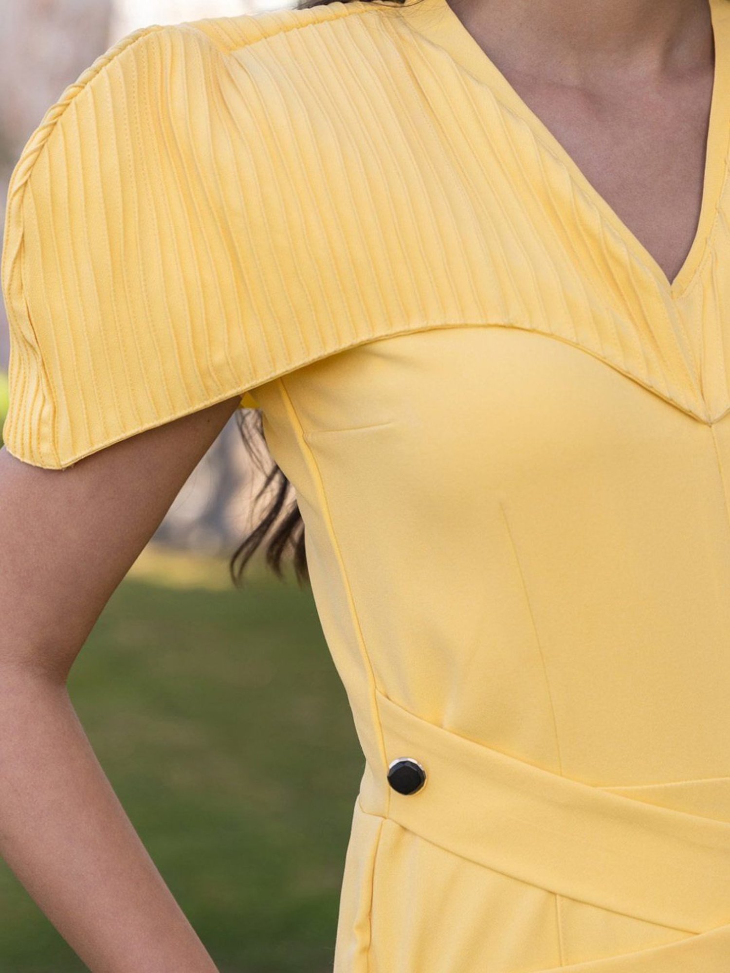 BInfinite Yellow Daffodil Pintex Jumpsuit