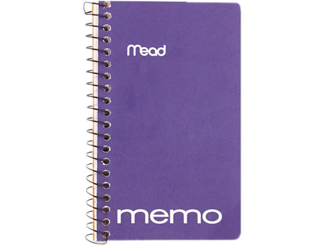 Mead 45534 Memo Book, College Ruled, 5" x 3", Wirebound, 60 Sheets, Assorted