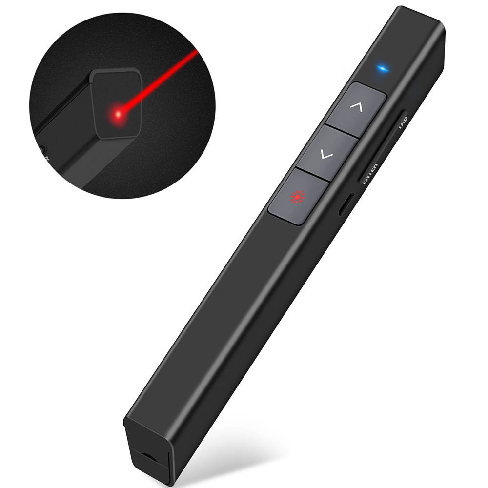 2.4GHz Rechargeable Presentation Clicker Red Laser Pointer for Cats Dogs, 100FT Wireless Presenter Remote PowerPoint Clicker Presentation Remote for Mac, Laptop, Computer