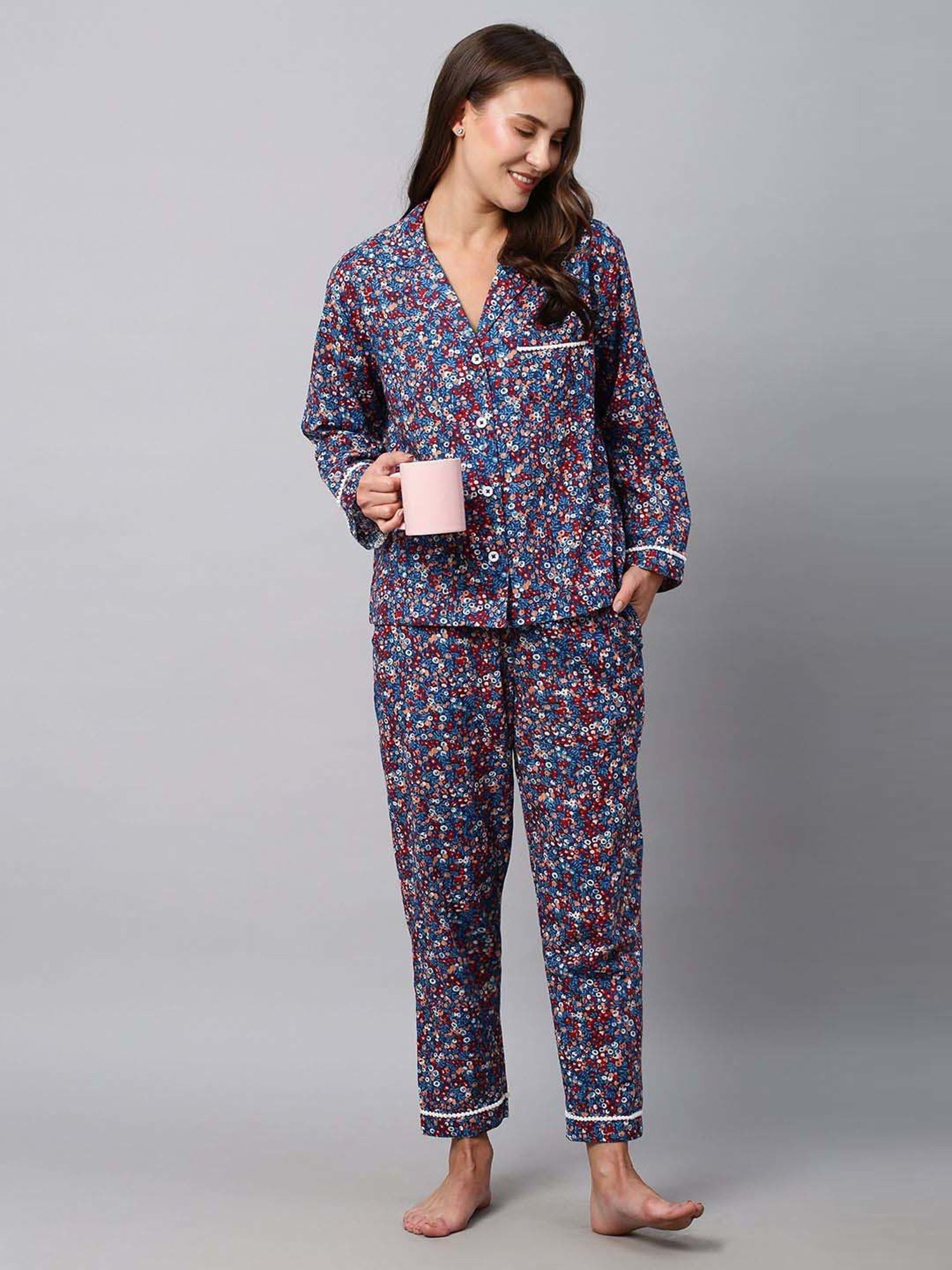 Chemistry Multicolored Floral Print Shirt Pyjama Set