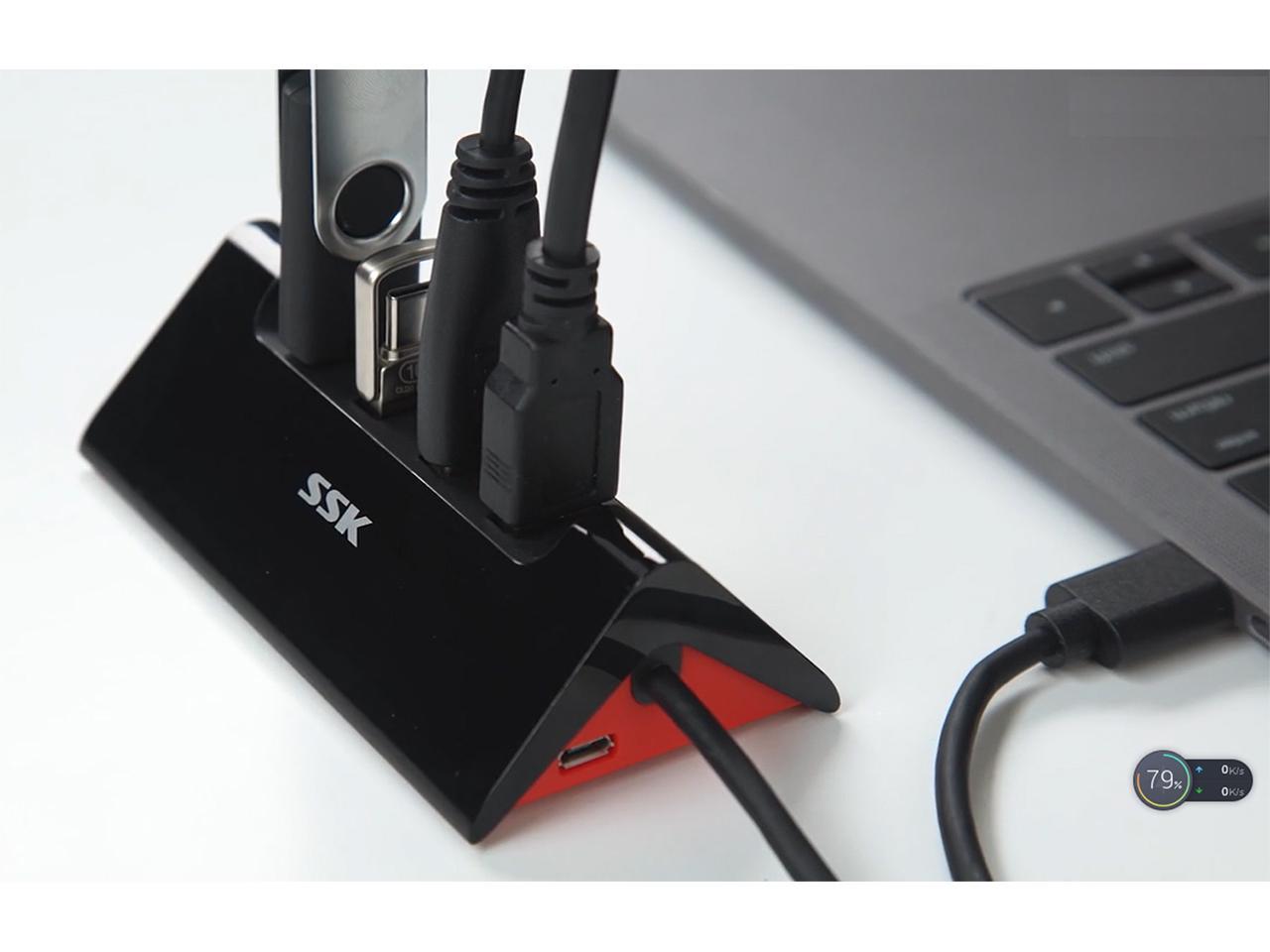 SSK 4 Port USB Hub,High Speed USB 3.0 Hub,Premium Laptop Docking Station Plug and Play Hot Swapping Support, Compatible with iMac,Macbook,thinkpad,Windows Desktop PC and other Laptop Computer