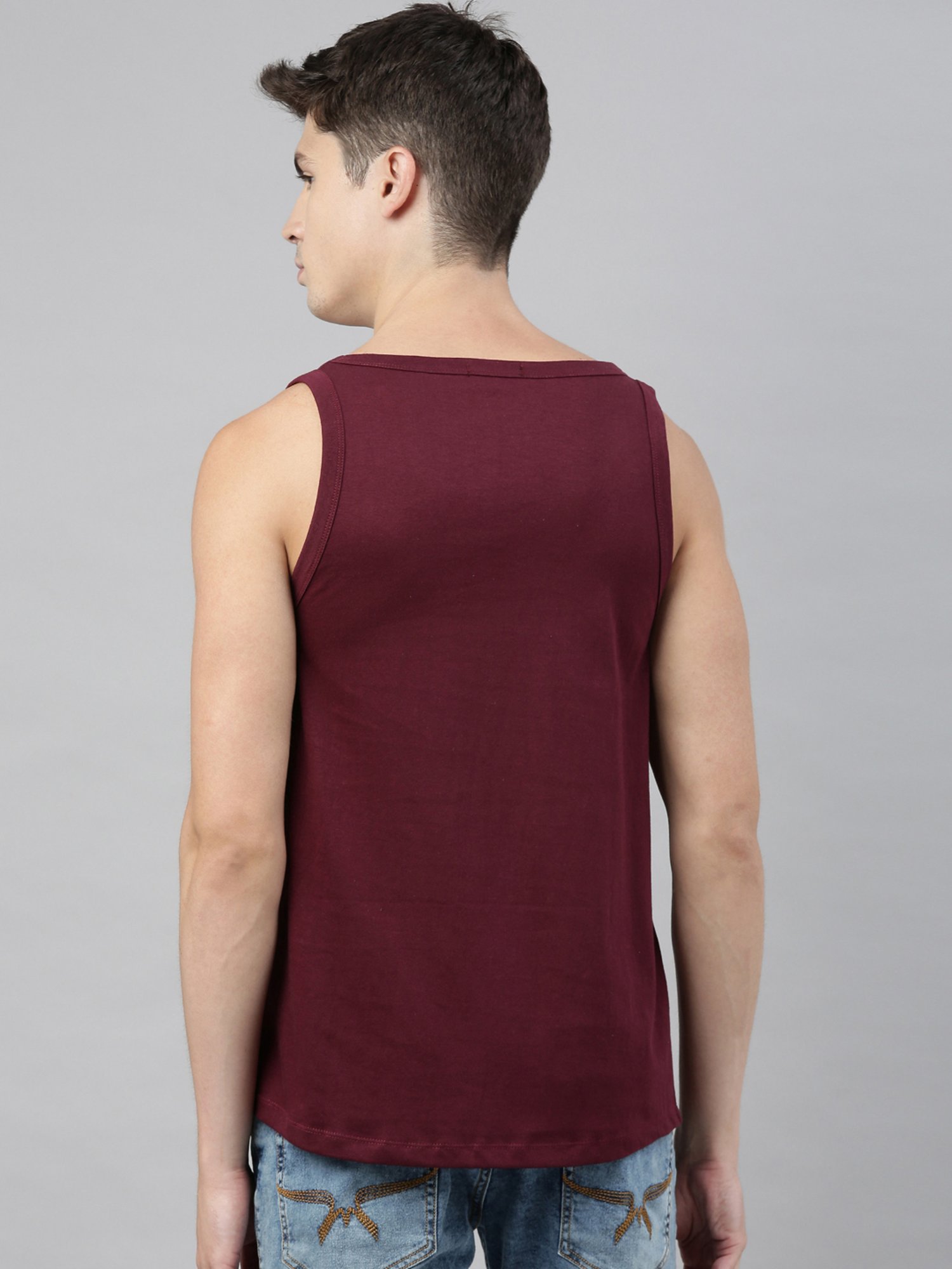 Bushirt Maroon Printed Cotton Vest