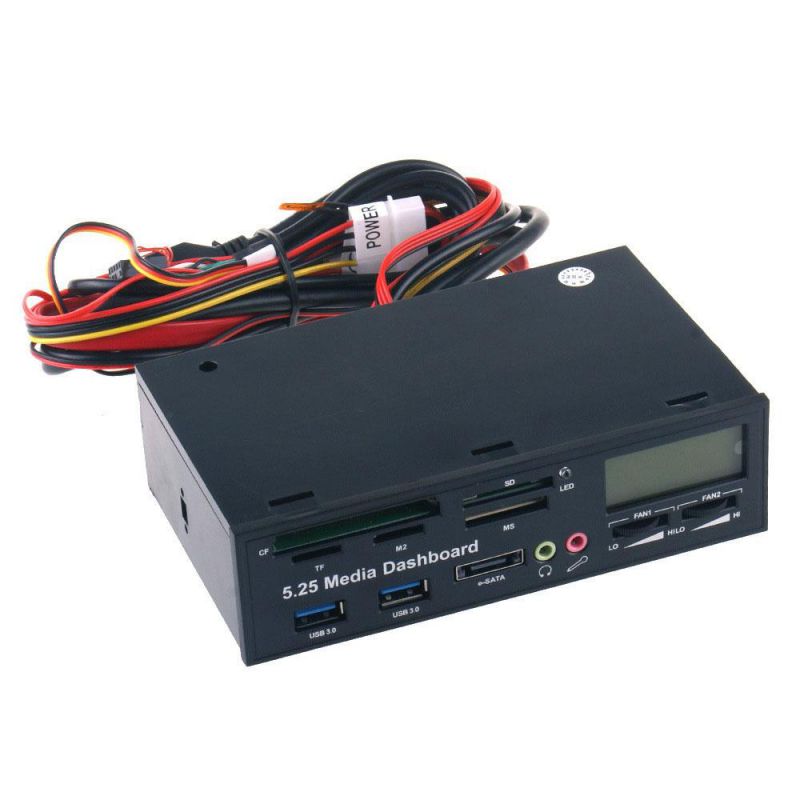 5.25" USB 3.0 e SATA All in 1 PC Media Dashboard Multi function Front Panel Card Reader I/O Ports