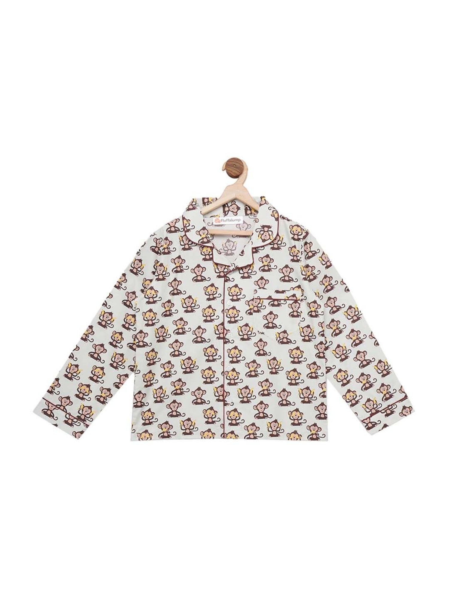 Fluffalump Boys Multicolor Cotton Printed Nightwear Top & Pants Set