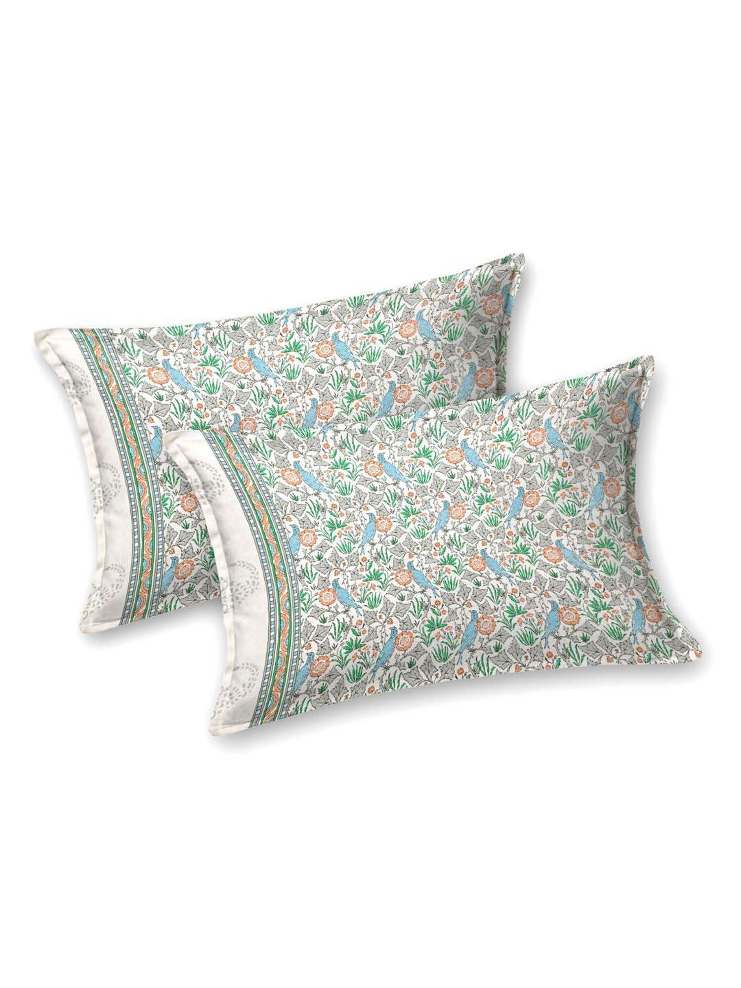 Aapno Rajasthan Rajputana Aviary Multicolor Cotton 140 GSM Double Bedsheet With 2 Pillow Cover