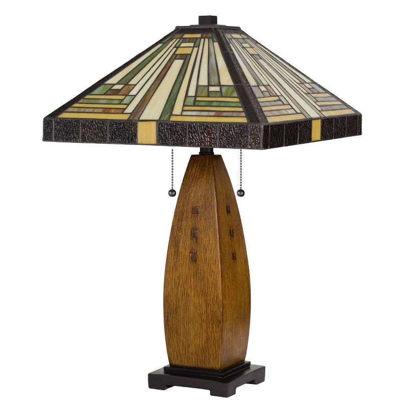 27" Resin Contemporary Mission Table Lamp with Tiffany Glass Shade - Cal Lighting