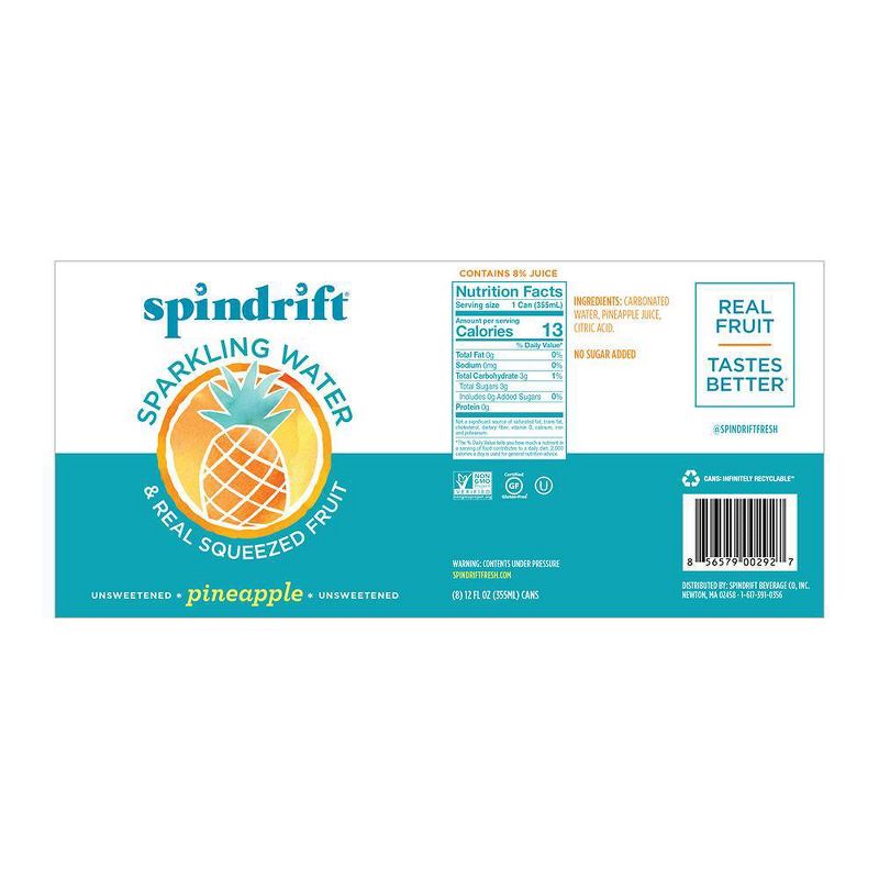 Spindrift Pineapple Sparkling Water - 8pk/12 fl oz Cans