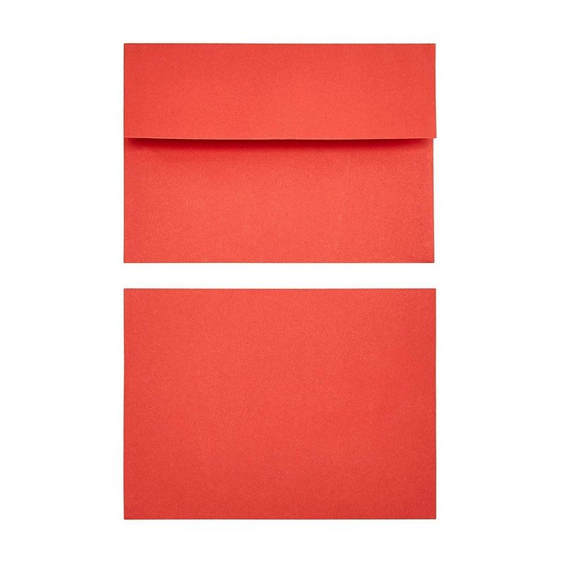 Sustainable Greetings 100-Pack Red A7 Envelopes 5 x 7 Gummed Seal Square-Flap for Invitation & Greeting Cards, 120gsm
