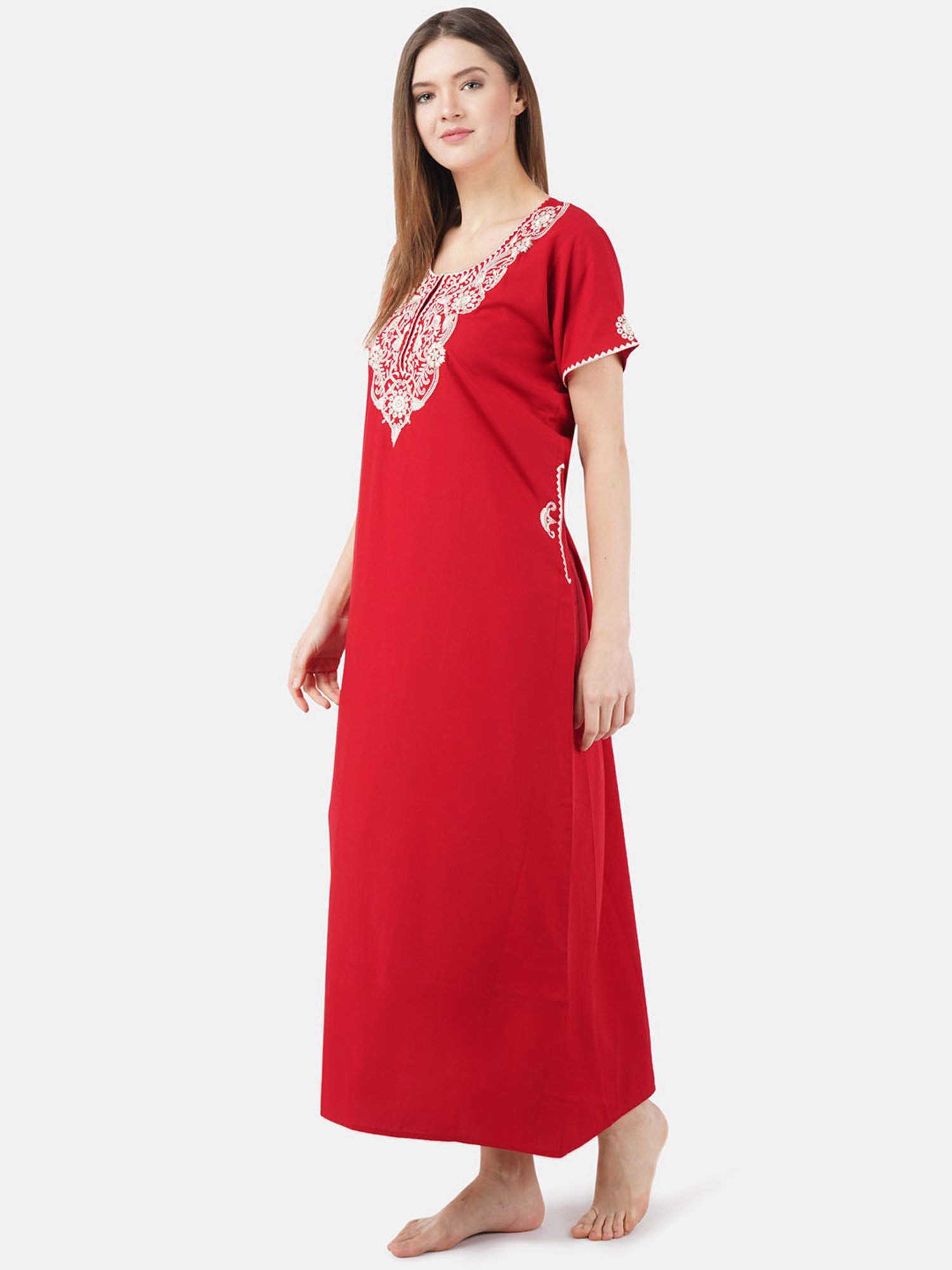 KOI SLEEPWEAR Red Embroidered Nighty