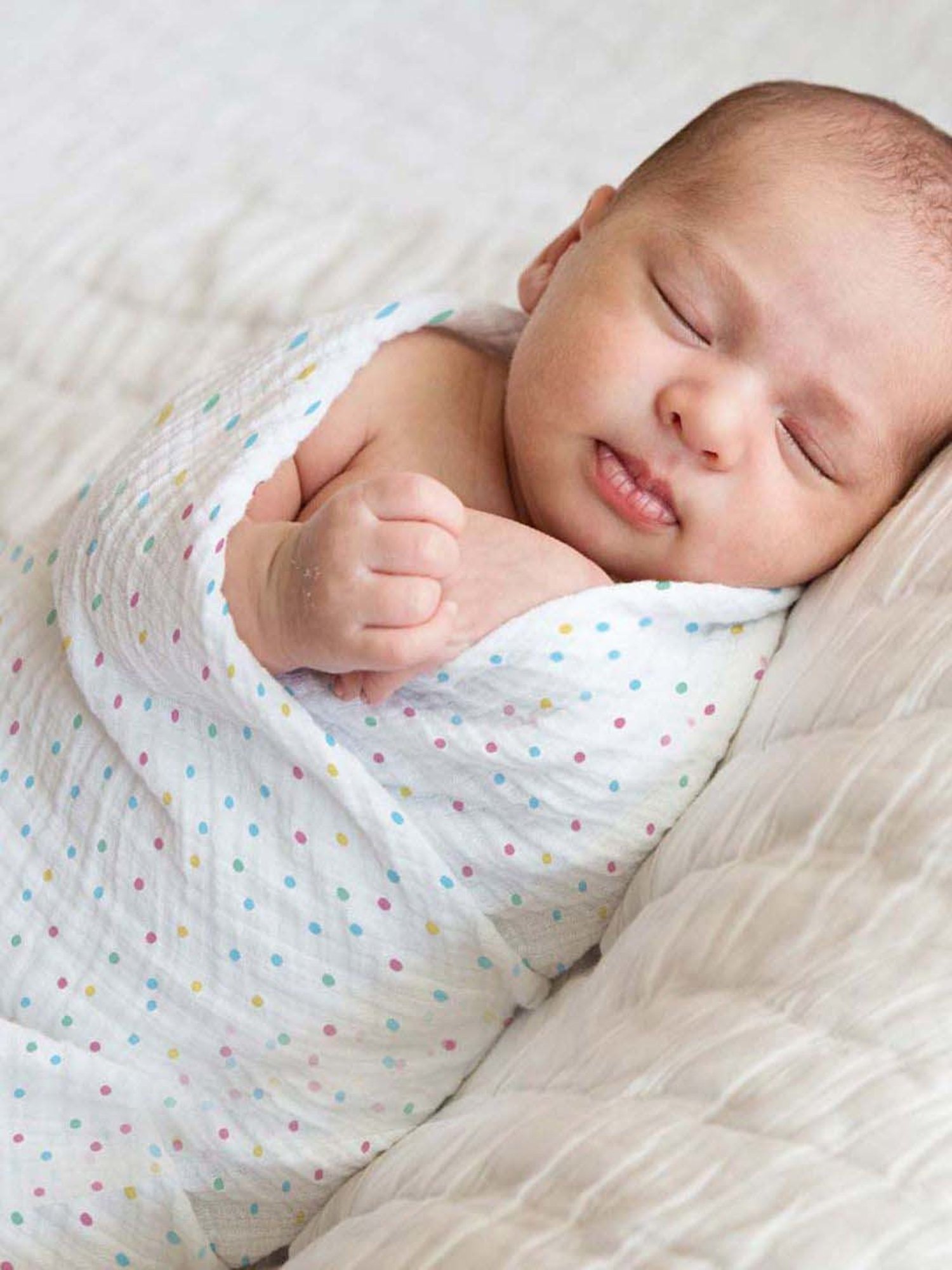 Haus & Kinder Kids White & Peach Cotton Printed Swaddle (Pack of 4)