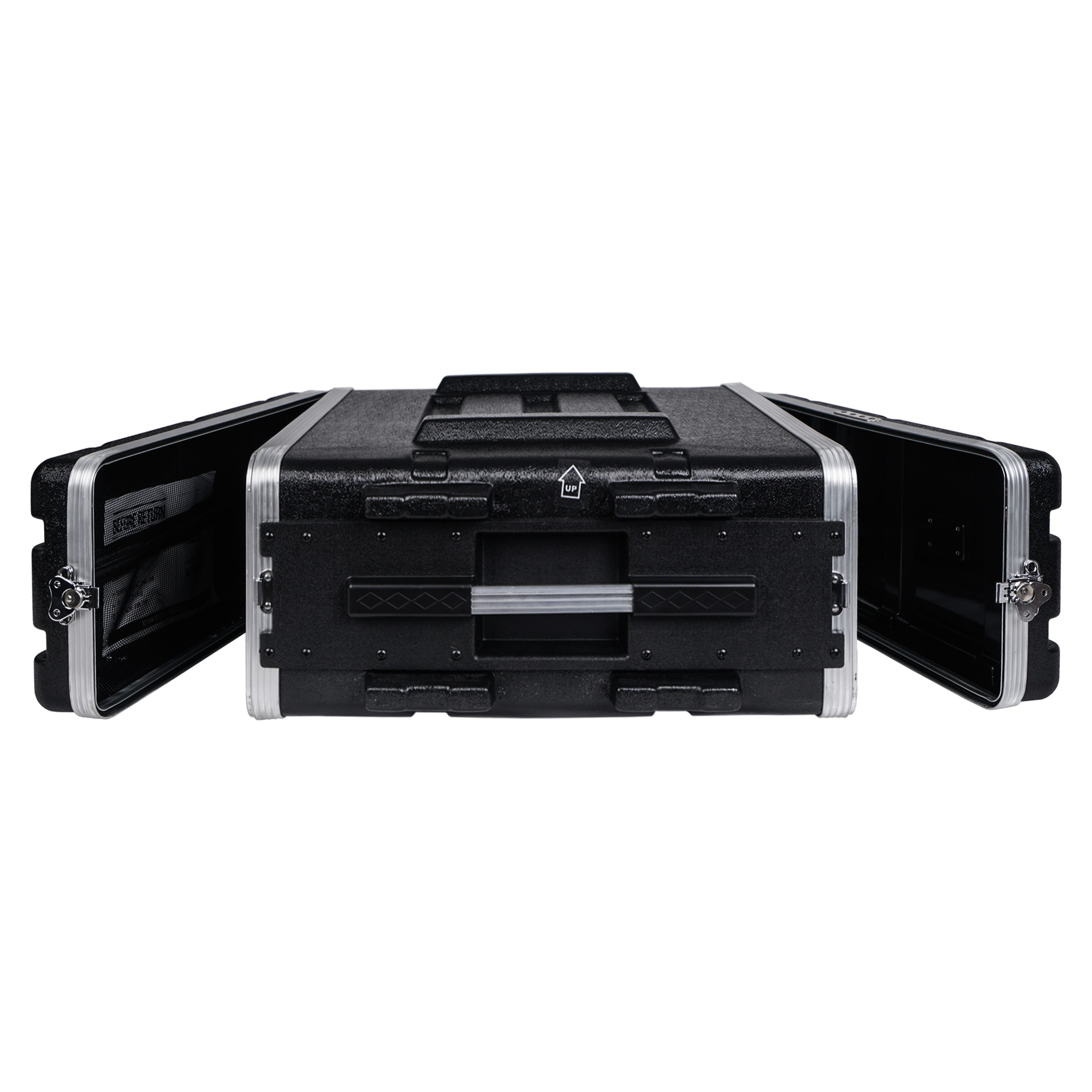 Sound Town Lightweight 4U PA DJ Rack/Road Case with ABS Construction, 19&rdquo; Depth and Heavy-Duty Latches (STRC-A4U)