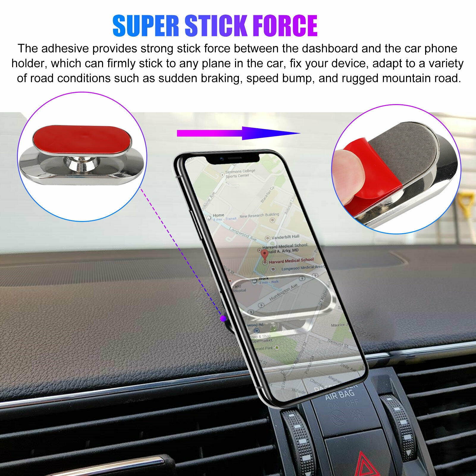 360&deg;Magnetic Car Cell Phone Holder Dashboard Desk Mount Stand for iPhone