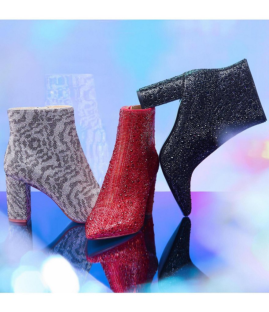 Blue by Betsey Johnson Cady Rhinestone Embellished Block Heel Booties