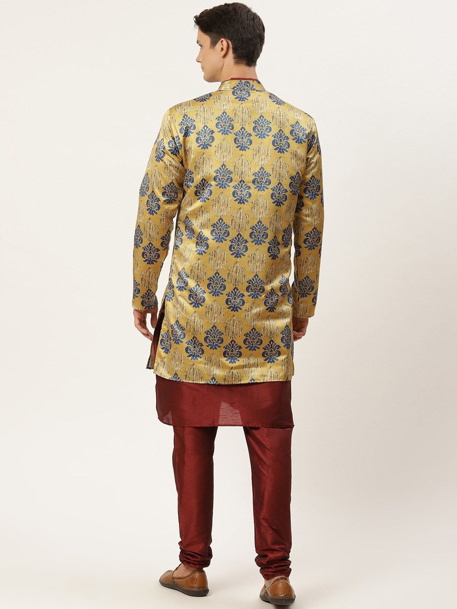 Sojanya Maroon Regular Fit Printed Kurta Set With Jacket