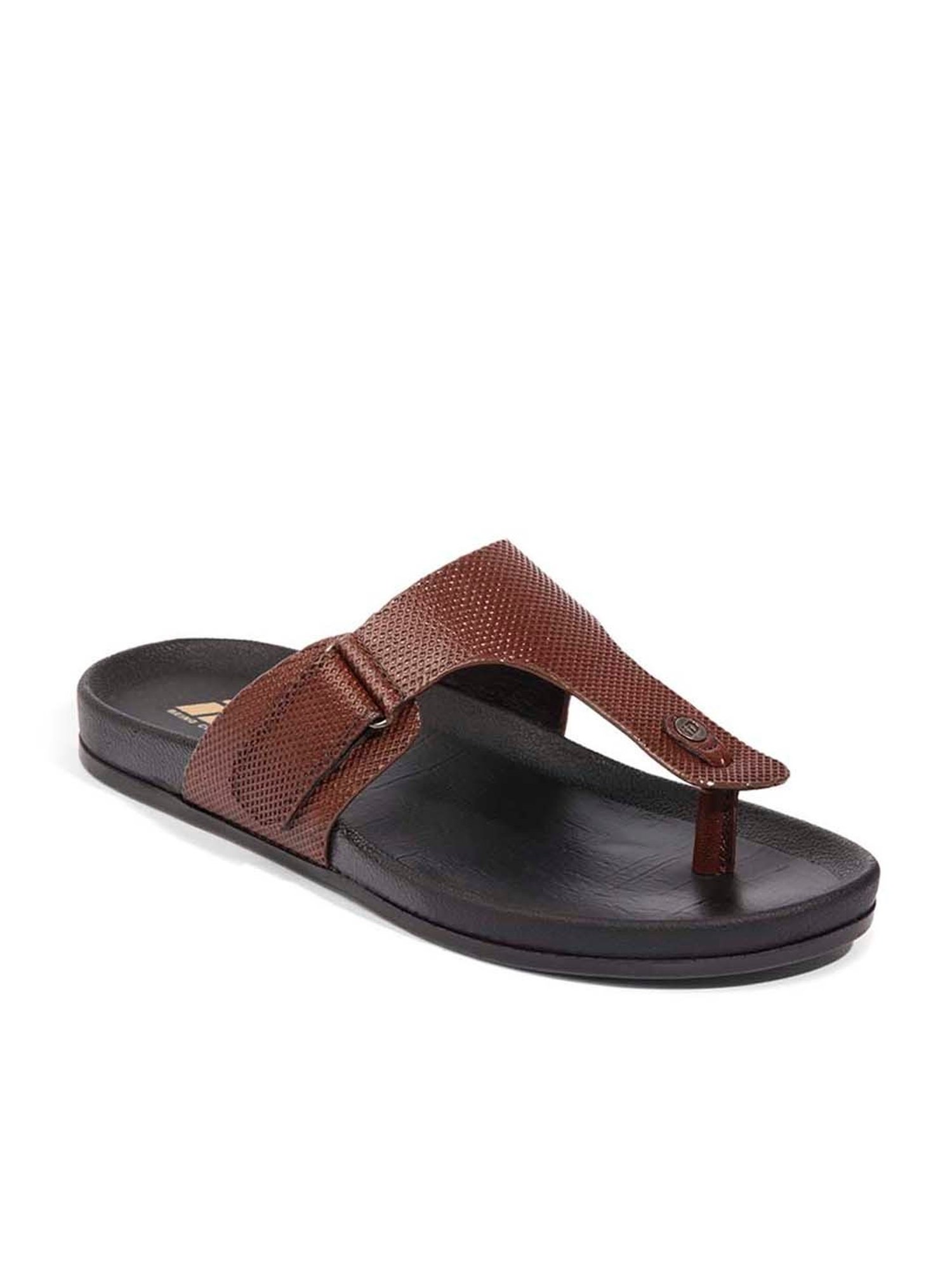 ID Men's Tan T-Strap Sandals