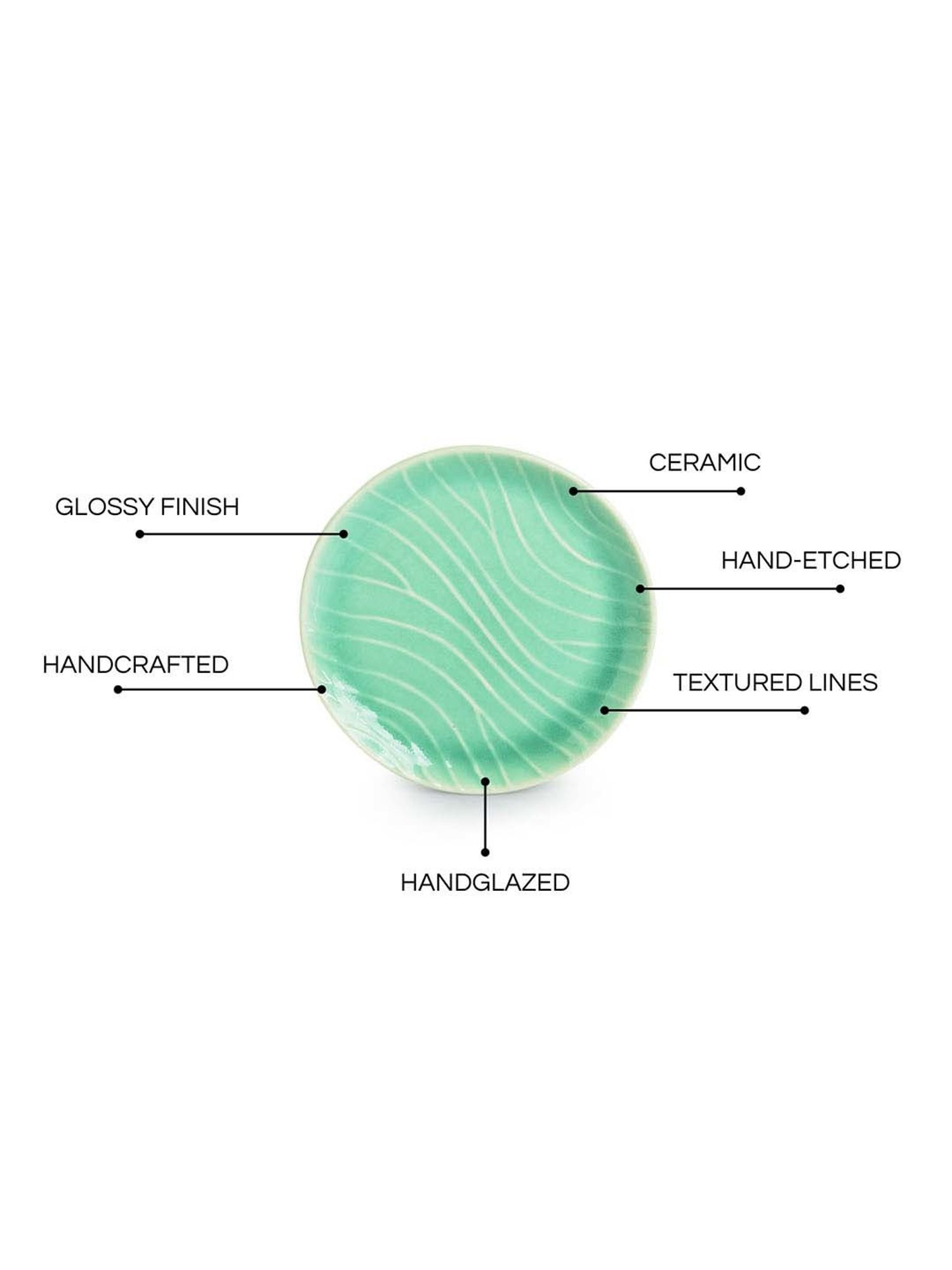 Nestasia Premium Quality Mandala Yellow Spiral Printed Square Shaped Ceramic Plate With Handle