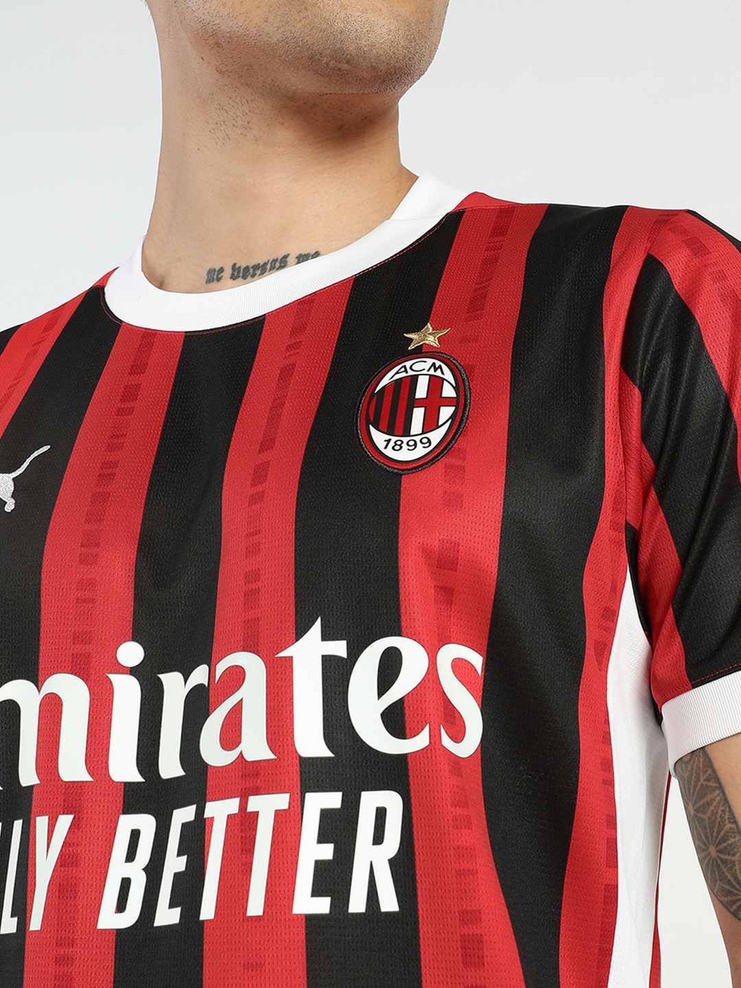 Puma AC Milan Red Regular Fit Printed Sports T-Shirt