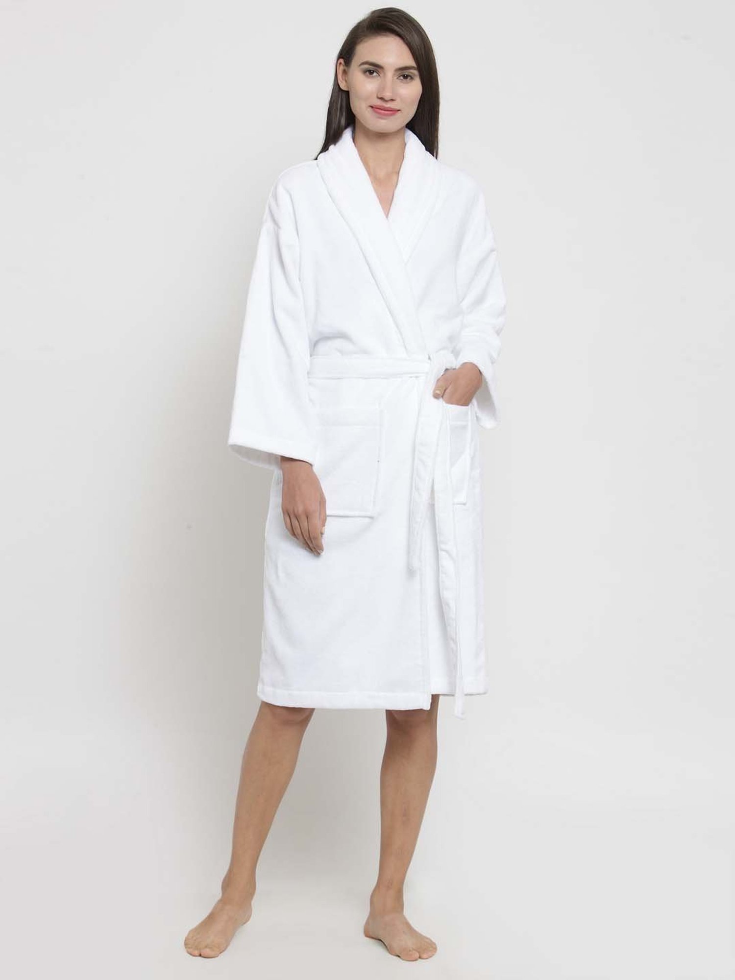 Trident White Diamond Cotton 350 GSM Bathrobe