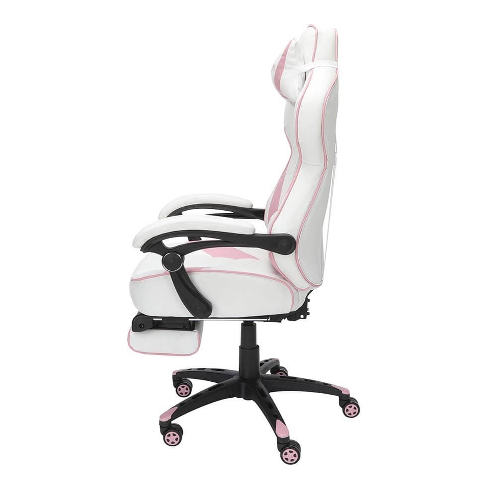 RESPAWN 110 Racing Style Gaming Chair, Reclining Ergonomic Leather Chair with Footrest, in White (RSP-110-WHT)